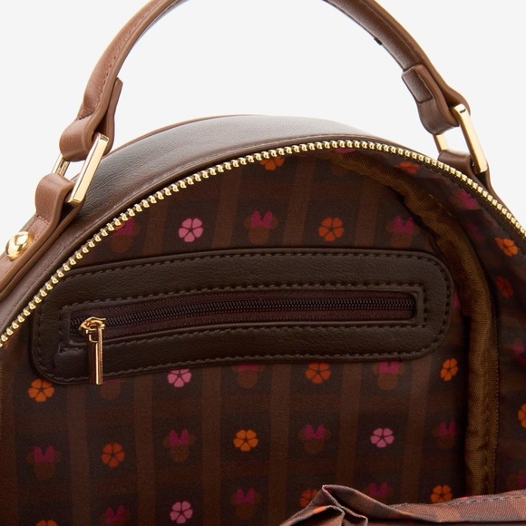 Disney Minnie Mouse Velvet Floral Interchangeable Ears Mini Backpack